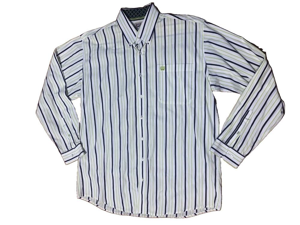 Cinch Button-Up M White Box Pleat Back Mens